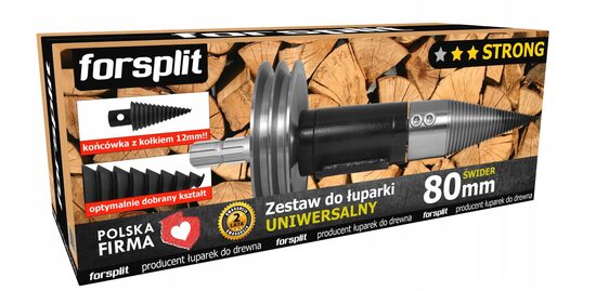 Malkas skaldītāja komplekts ar jūgvārpstu un skriemeli 80 mm