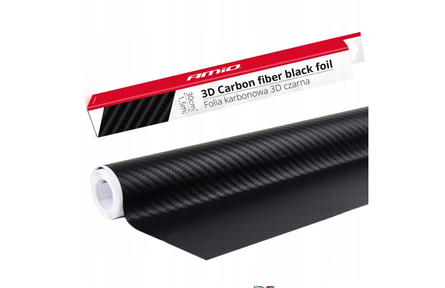 2x Carbon 3D karbona plēve melna 30cm x 150cm