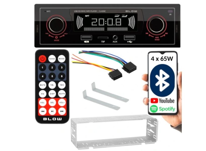 AUTO RADIO  BLUETOOTH USB SD AUX RDS MP3 TĀLVADĪBAS PULTS